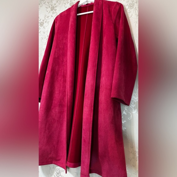 THML Faux Suede Open Front Fuchsia Coat Size Small - Picture 8 of 9